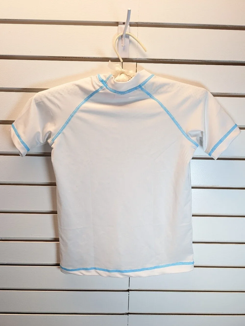 Kanu Surf Girls Karlie Sun Protective Rashguard Swim Shirt White/Blue Lg NWOT